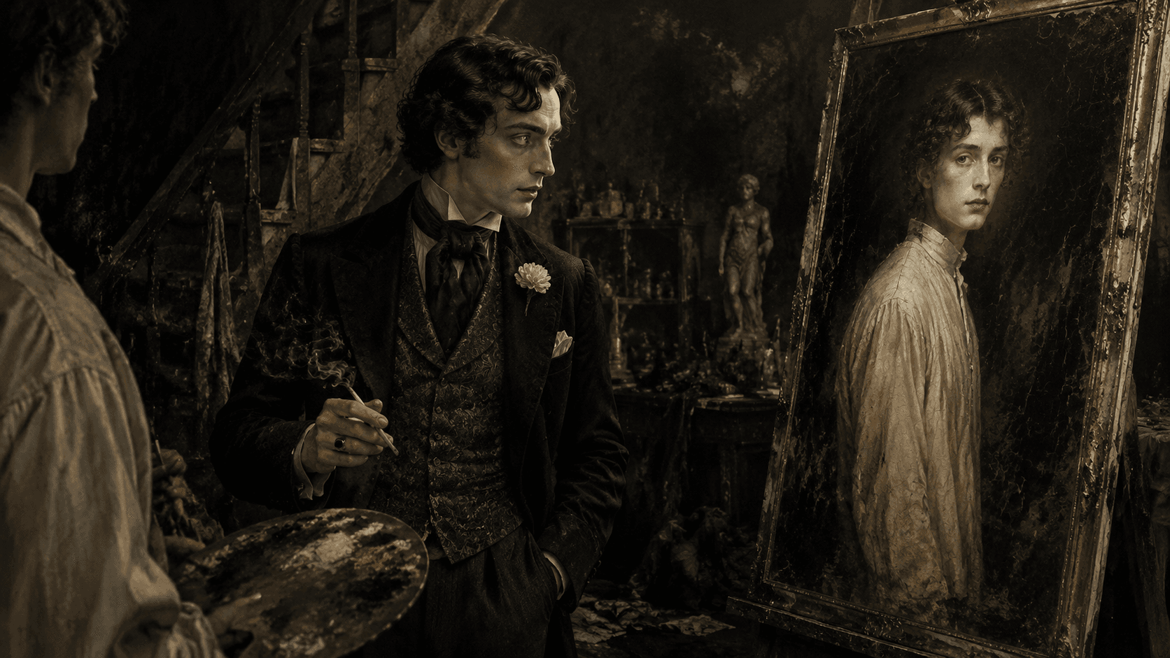 A scene from The Picture of Dorian Gray, illustrated