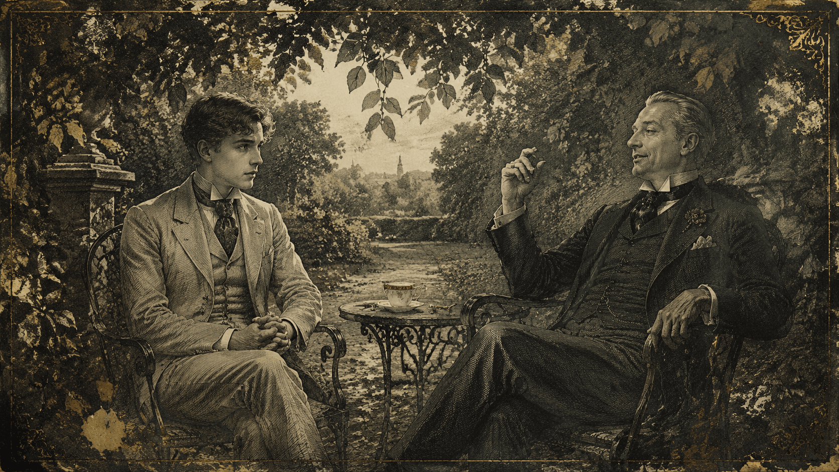 A scene from The Picture of Dorian Gray, illustrated