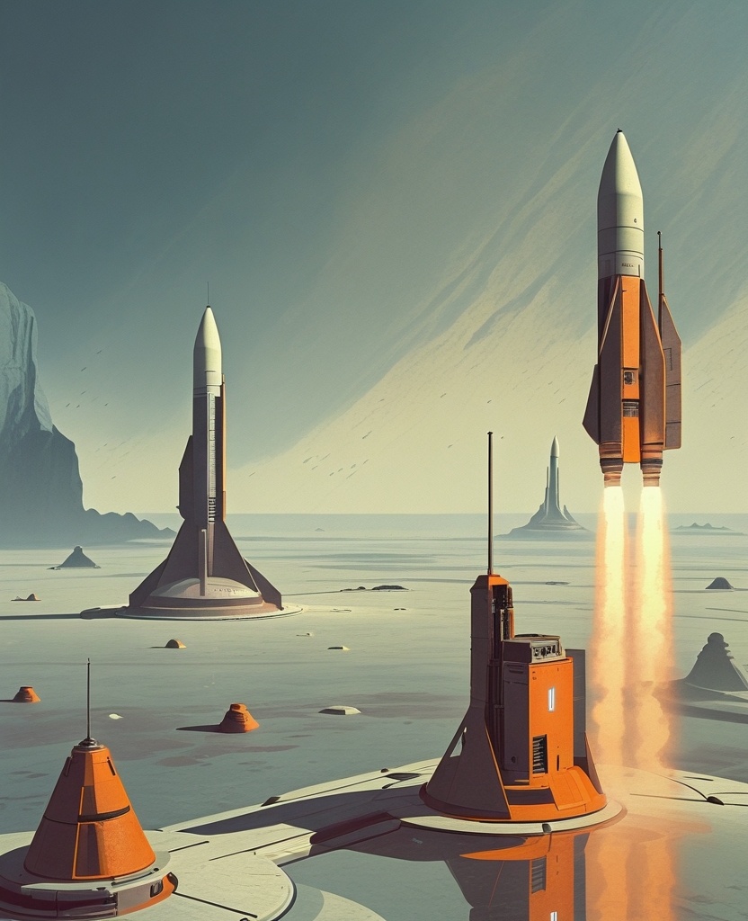 Orange rocket launch